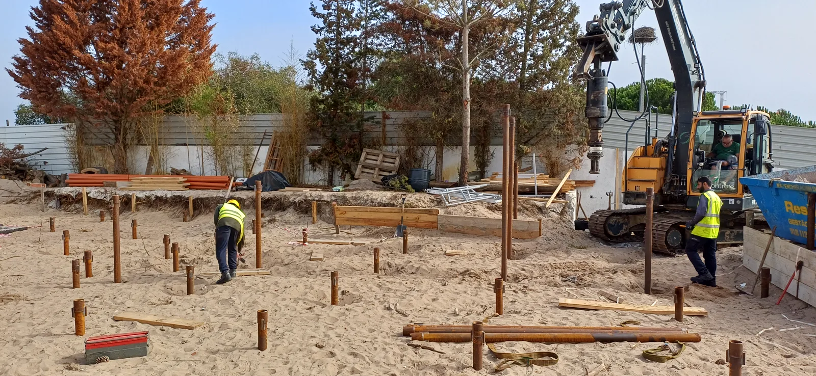 Helical piles and ground beams at Lagoa Formosa