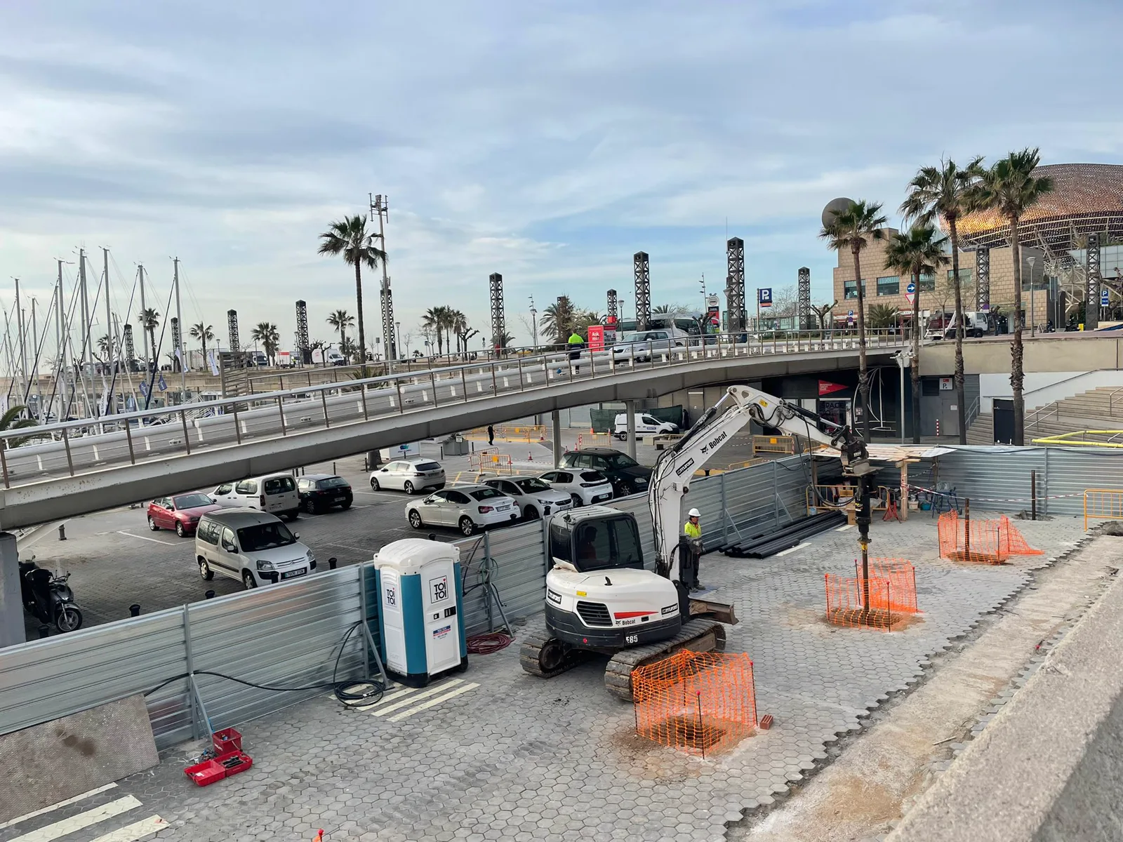 Helical pile installation next to the Olympic marina in Barcelona